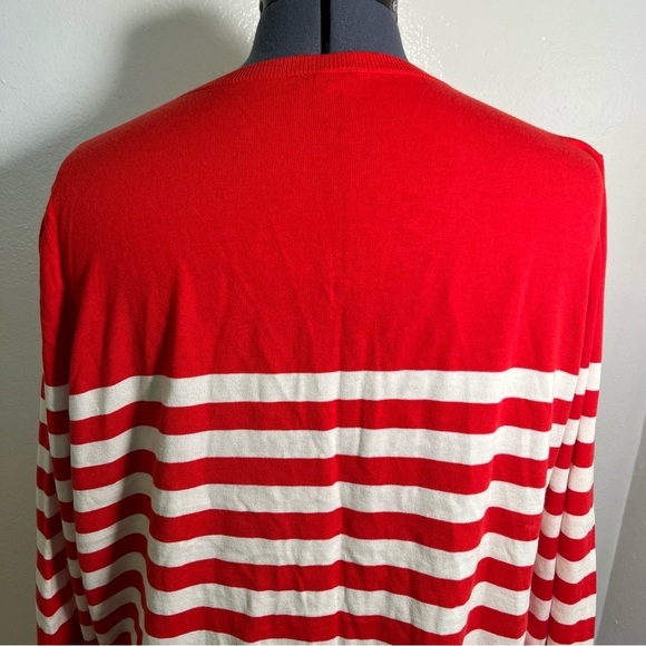 Talbots Charming Cardigan Stripe Ruffle Red White 3XP - Picture 9 of 12